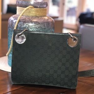 Authentic Black Gucci GG Monogram Crossbody Bag